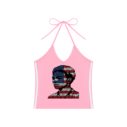 Subtle FDT Frida Kahlo Women's Color Block Halter Crop Tank Top