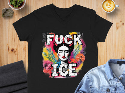 Vibrant Floral Frida With Bold Text Graphic Shirt