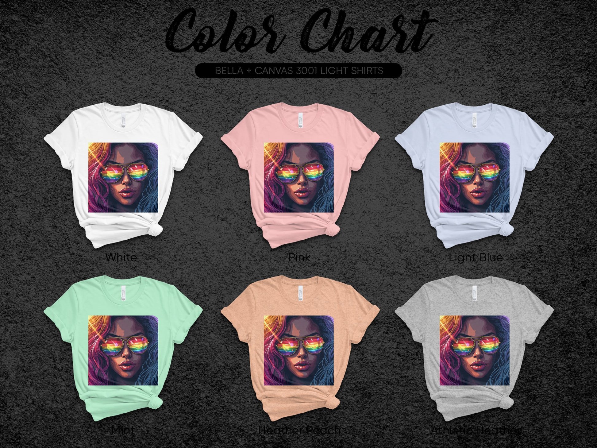 Rainbow Sunglass Portrait Graphic T-Shirt product