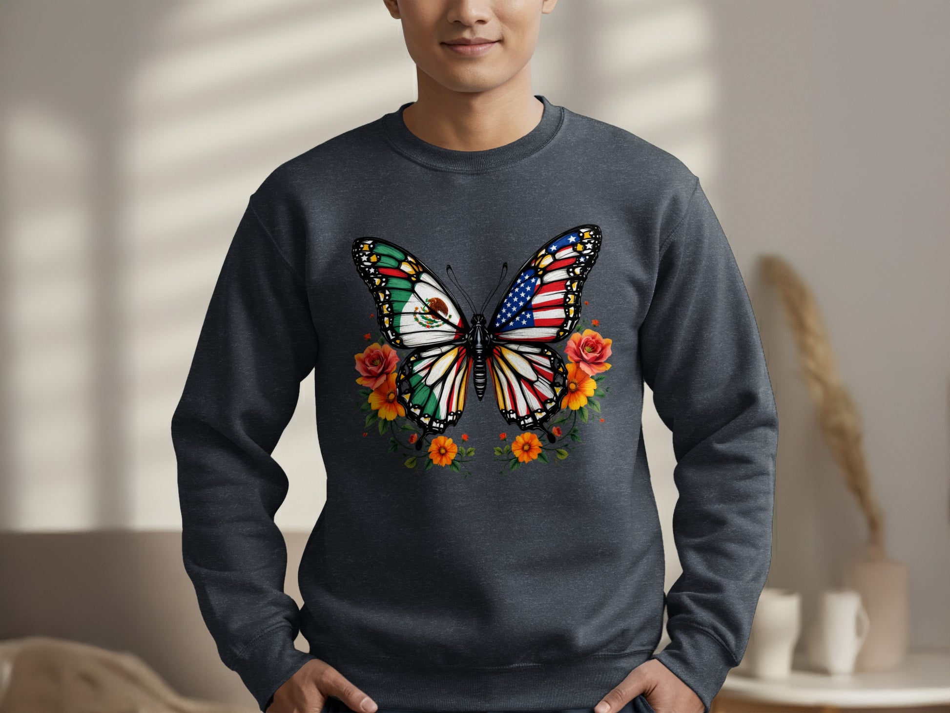 Butterfly and Floral Design Sweatshirt product type
