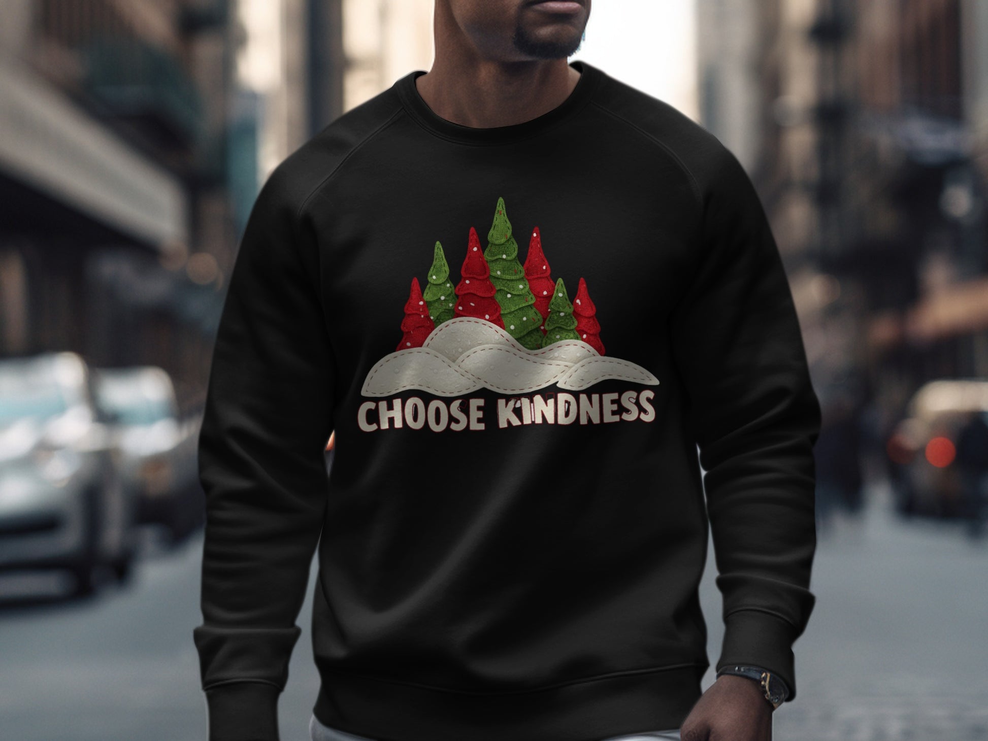 Choose Kindness Winter Trees Graphic Sweatshirt