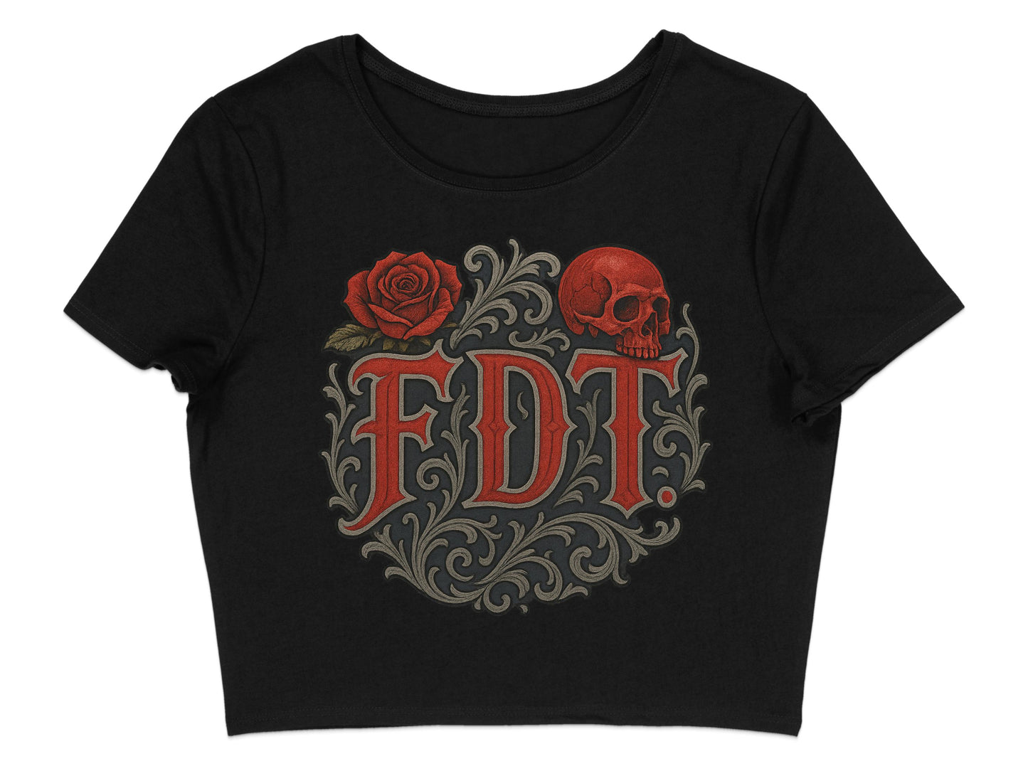 Gothic Skull and Rose Graphic FDT Print Black product type