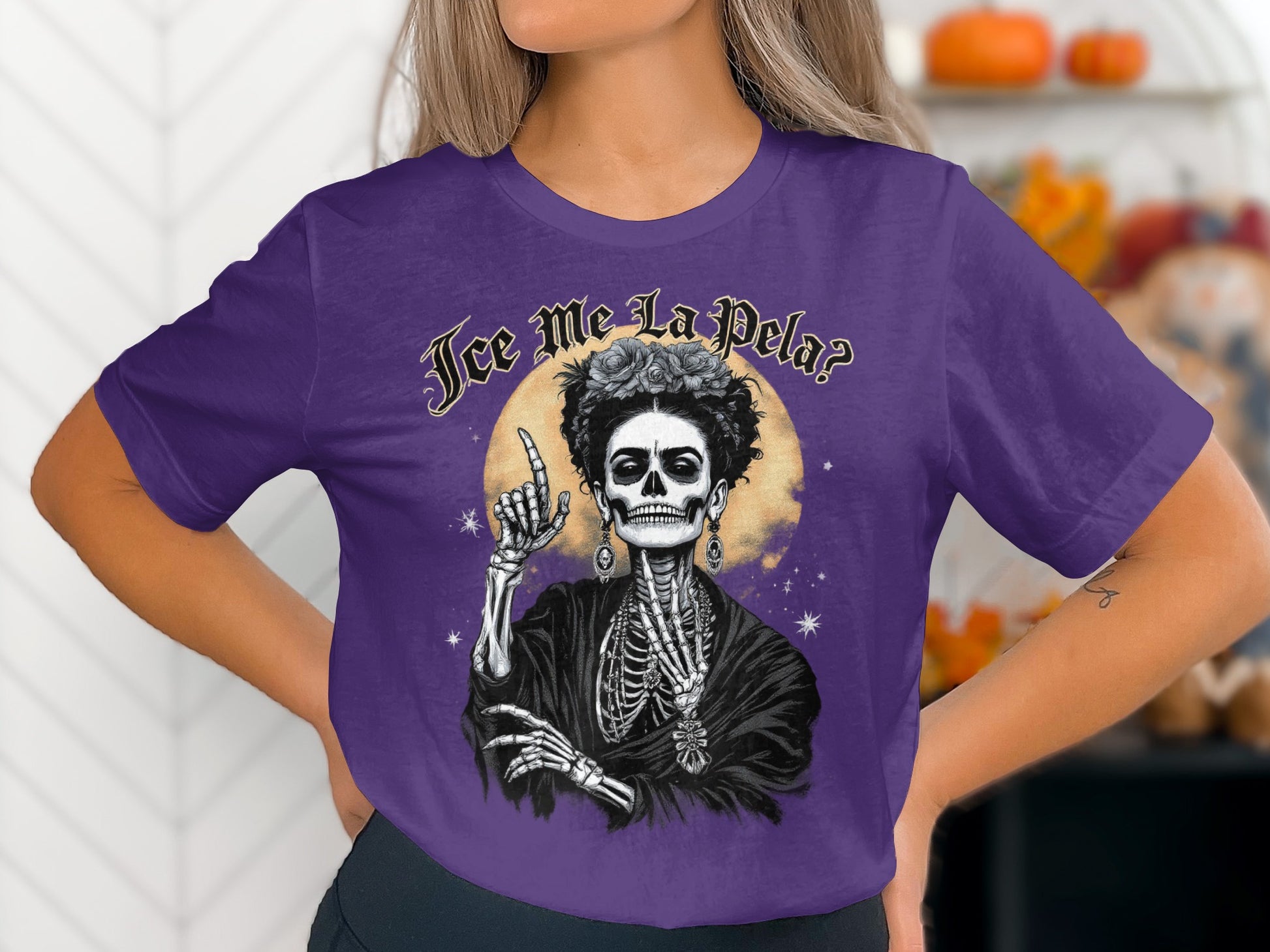 Ice Me La Pela Skeleton Design Halloween T-Shirt product type