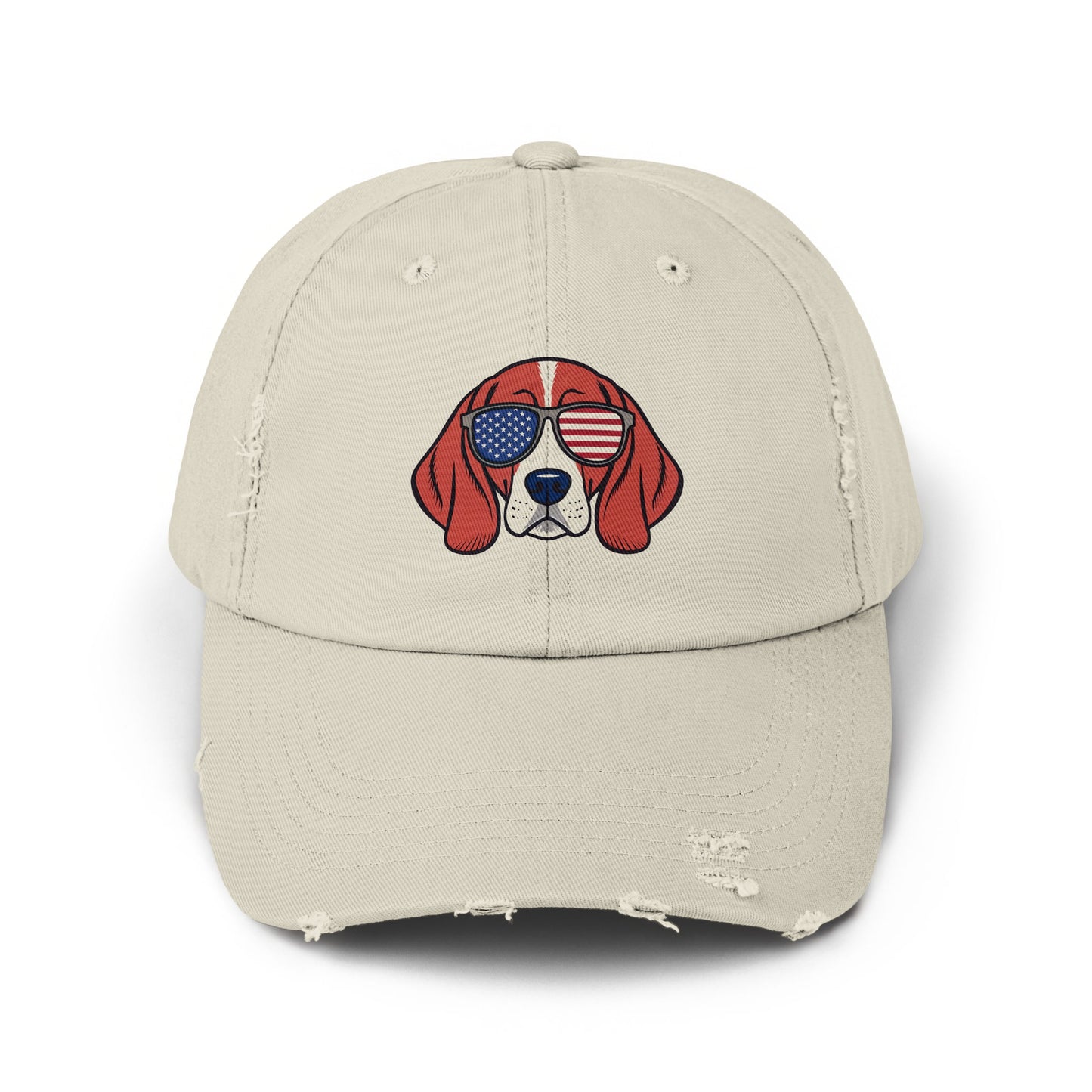 Patriotic Dog Design Distressed Baseball Cap product