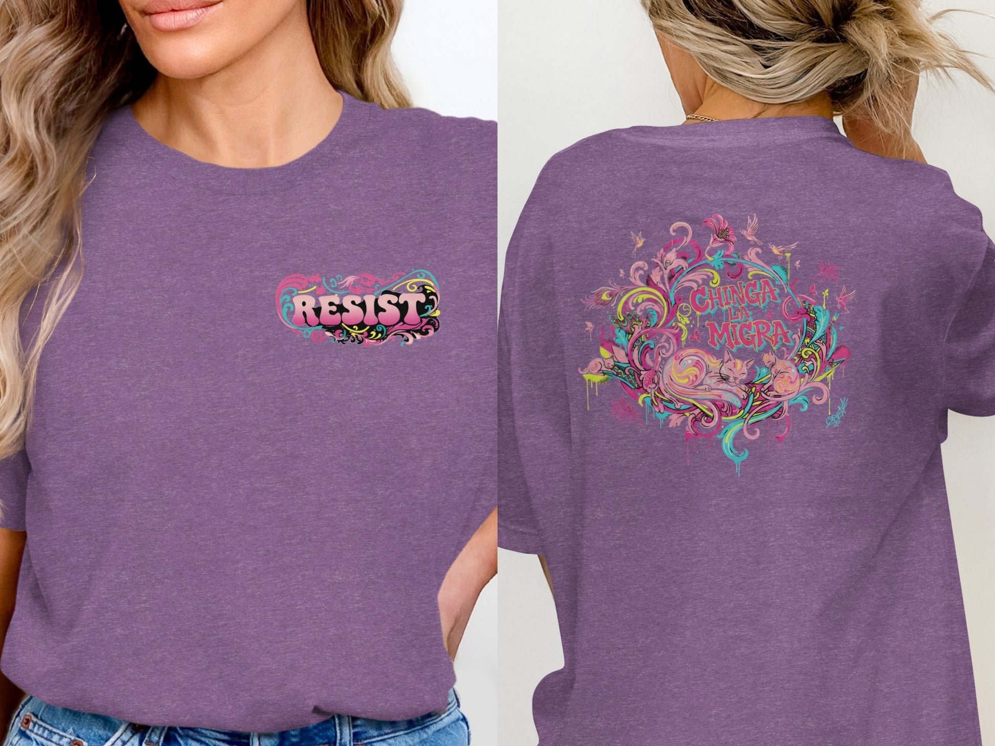Purple Resist Chinga Meja Graphic T-Shirt