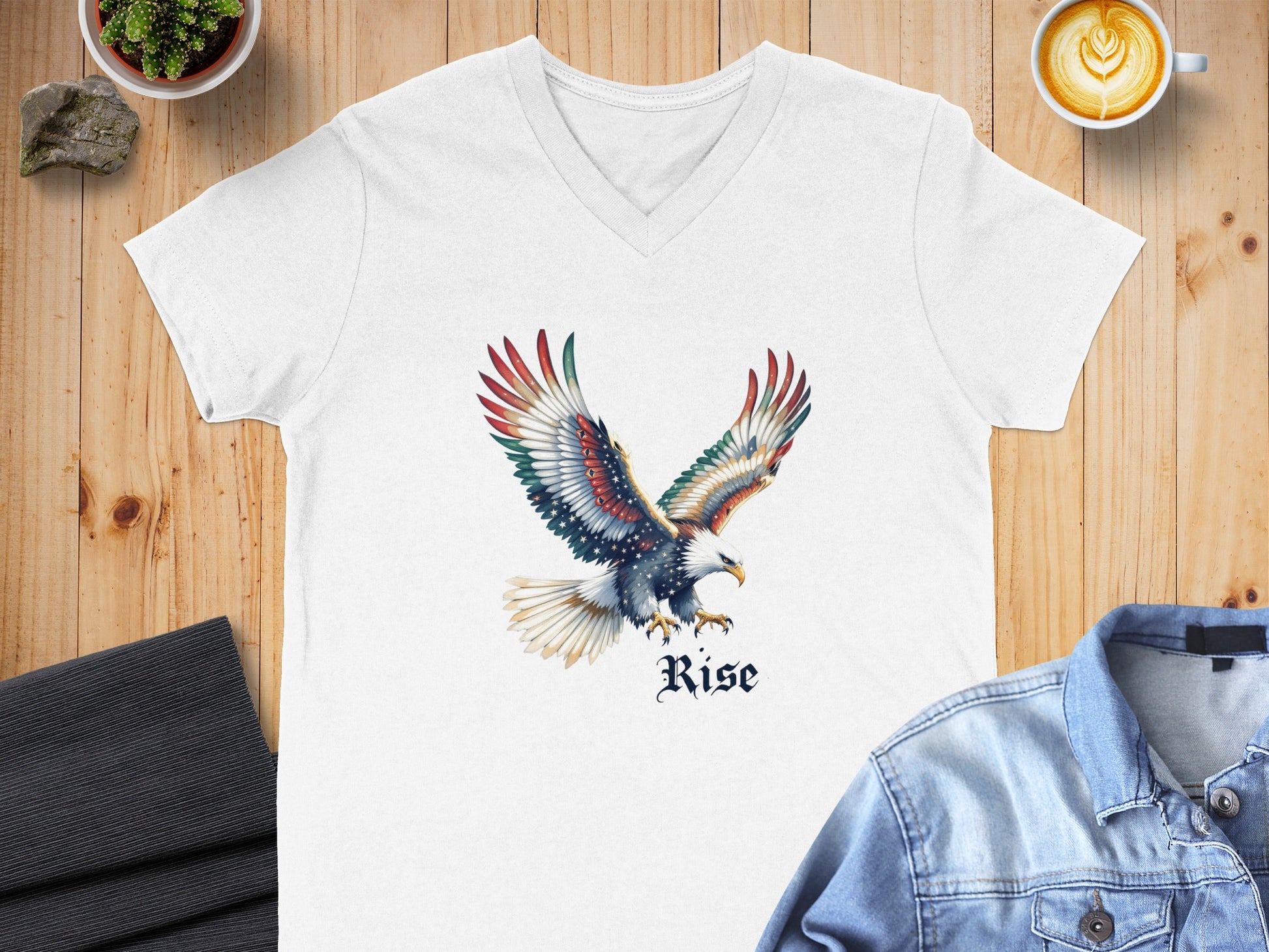 Majestic Eagle Rise Graphic V Neck T Shirt product