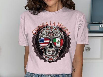 Chinga La Migra Skull Graphic Unisex T-Shirt product