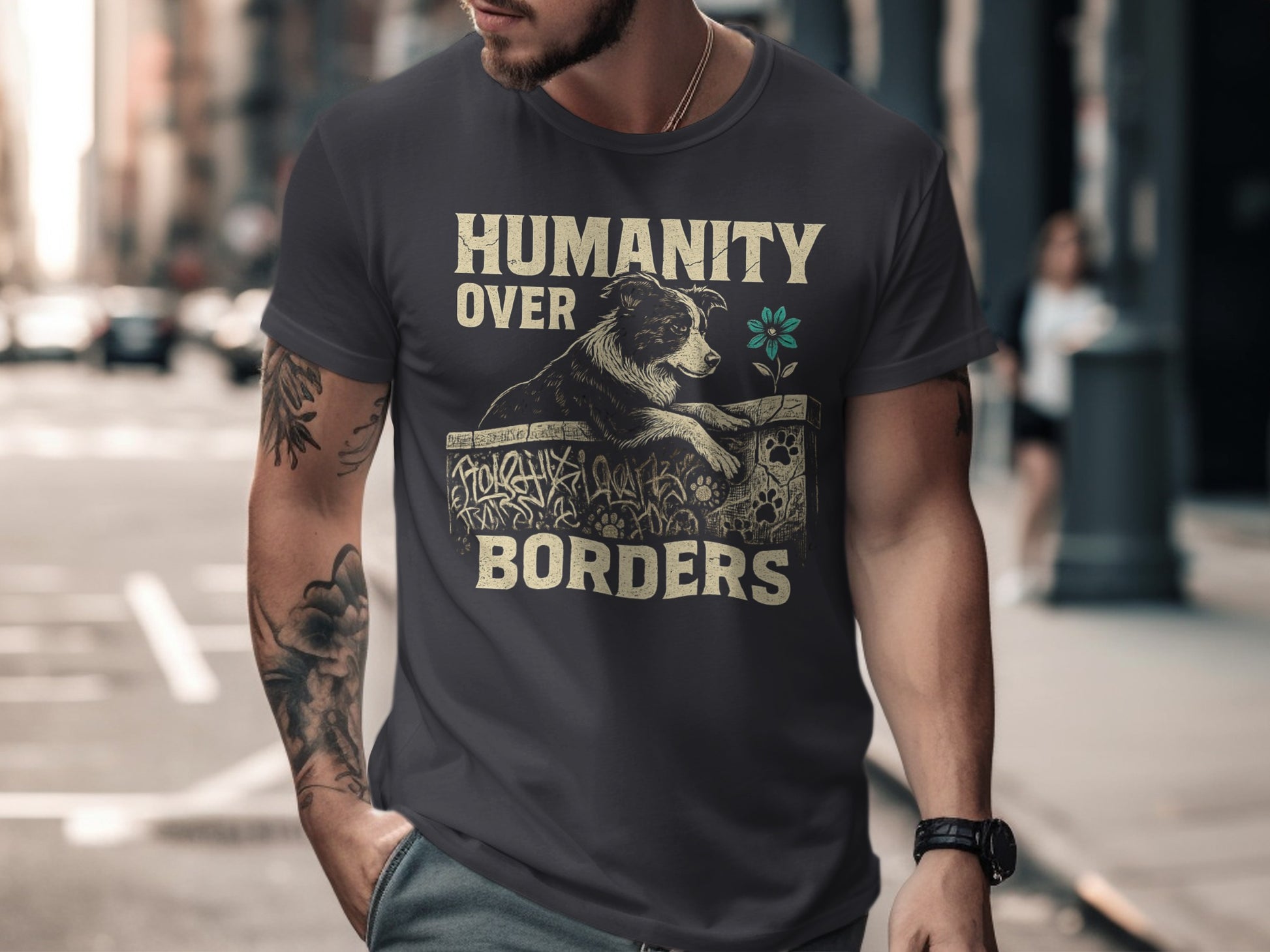 Humanity Over Borders Statement Apparel