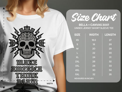Sketch Style Skull Design Make America Think Again Tee