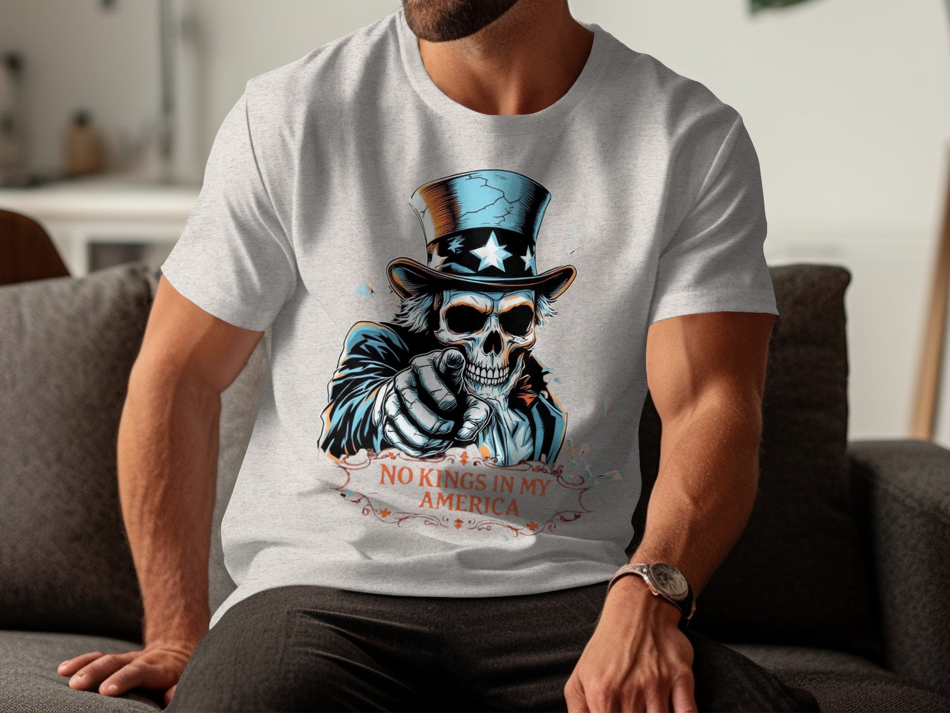 No Kings In My America Skeleton Graphic T-Shirt product
