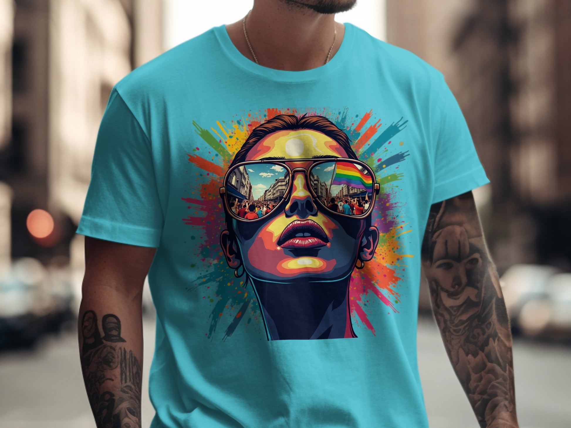 Vibrant Street Art Style Sunglasses Graphic T-shirt product type