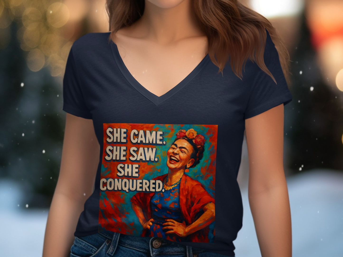 She Came She Saw She Conquered V-neck T-shirt product