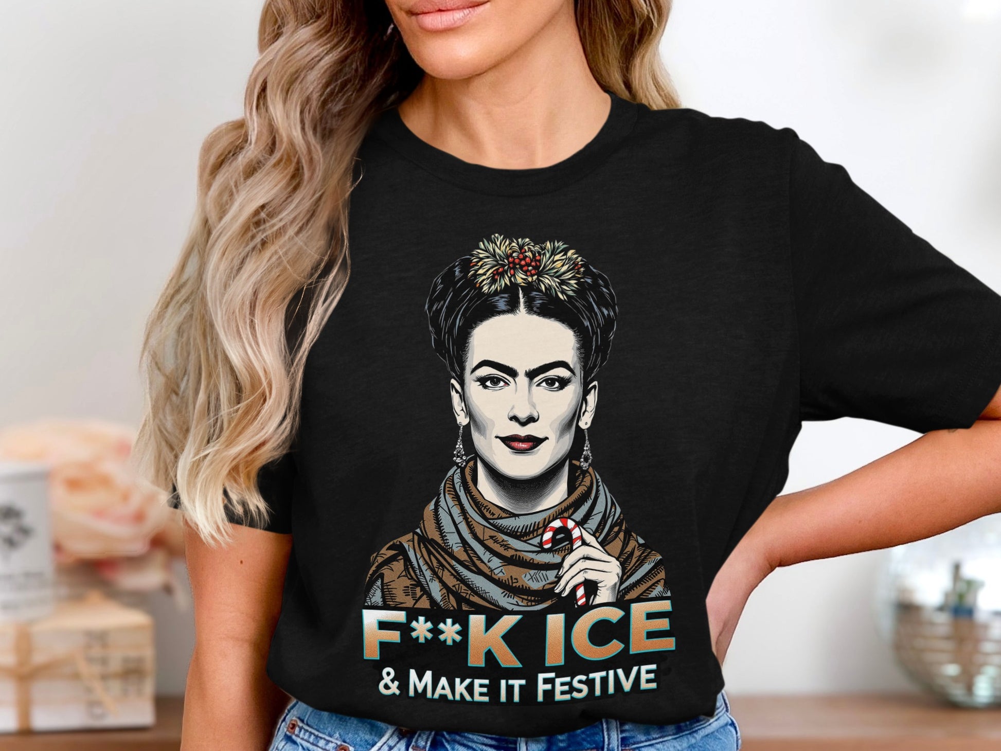 F**K ICE & Make It Festive Statement Tee