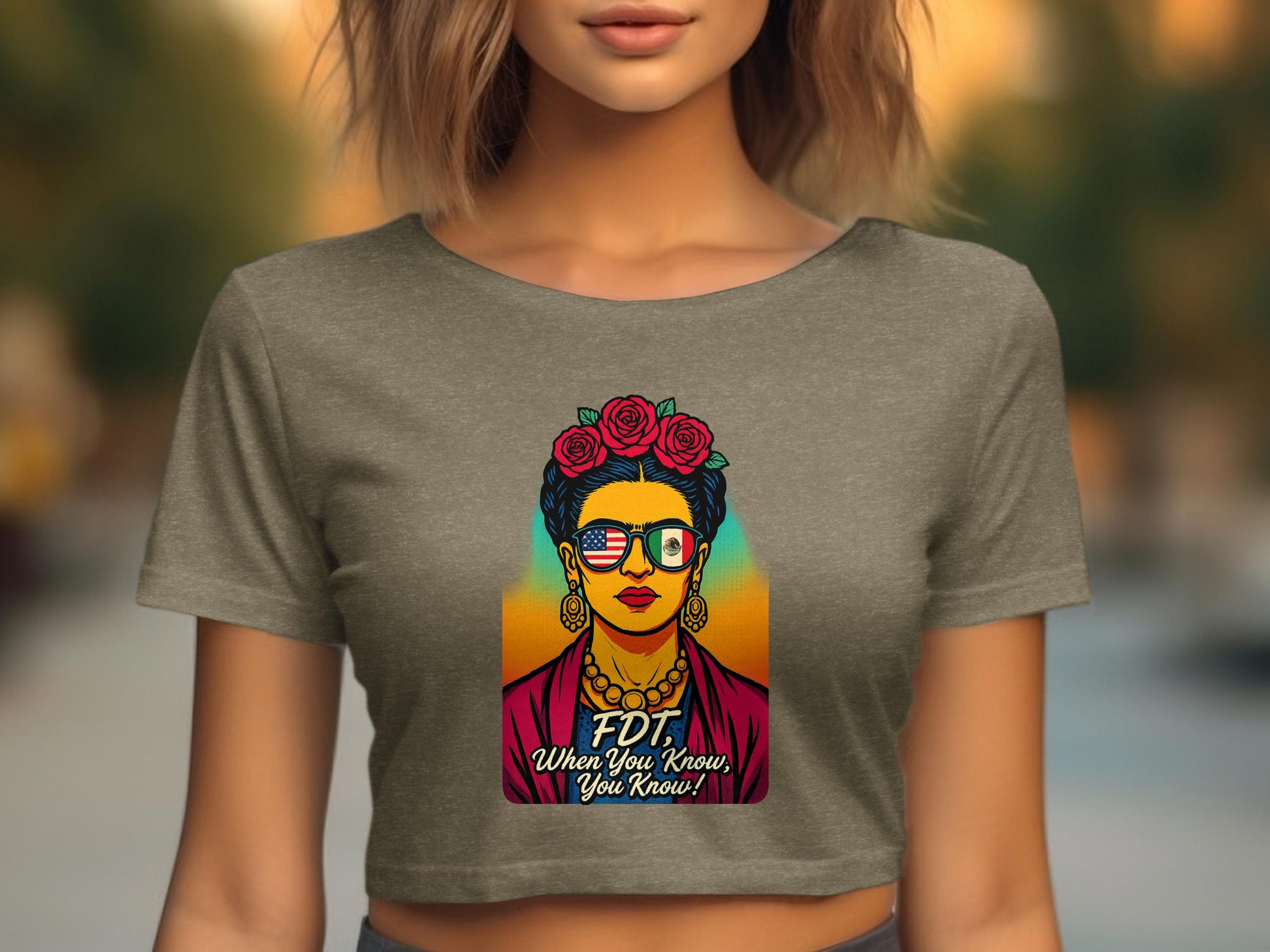 Vibrant Graphic FDT Casual Short Sleeve Crop Top product