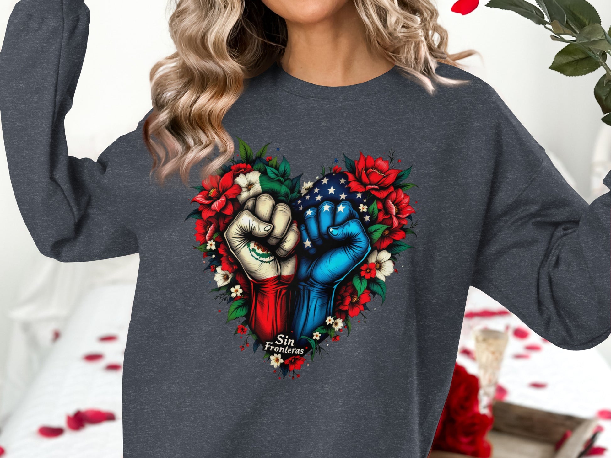 Heart Design with Flower Accents Sweatshirt product