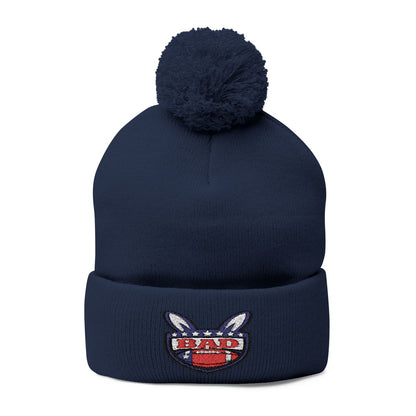 Navy Blue Beanie with Embroidered BAD Bunny Hat