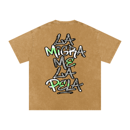 La migra me la pela Snow Washed Oversized Cotton T-Shirt
