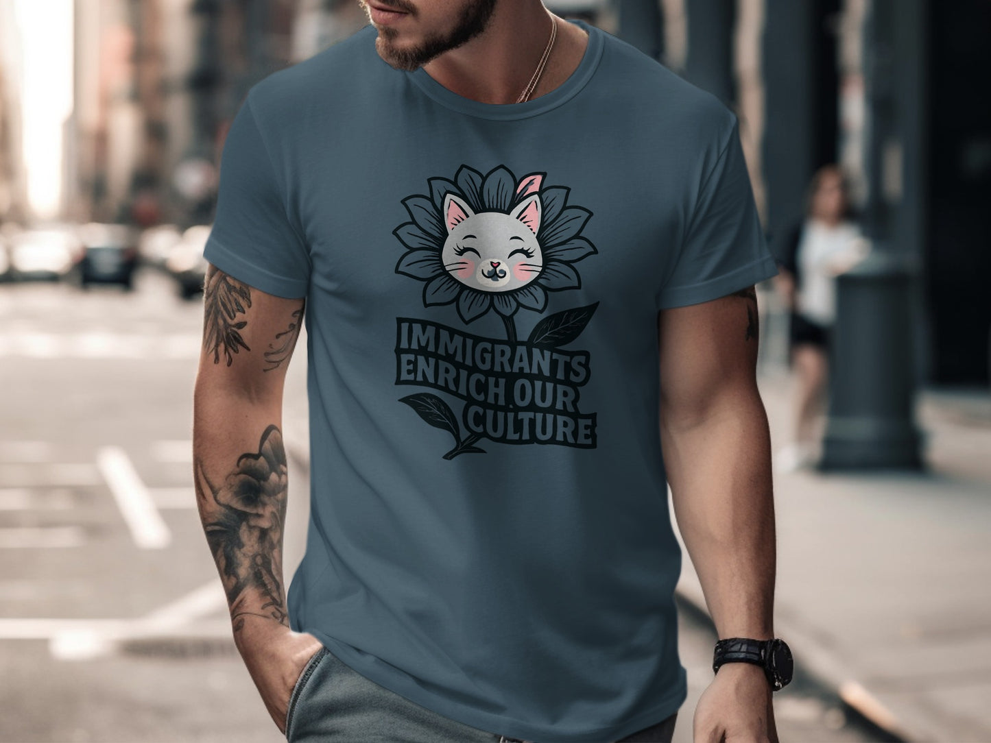 Immigrants Enrich Our Culture Cat Flower Shirt