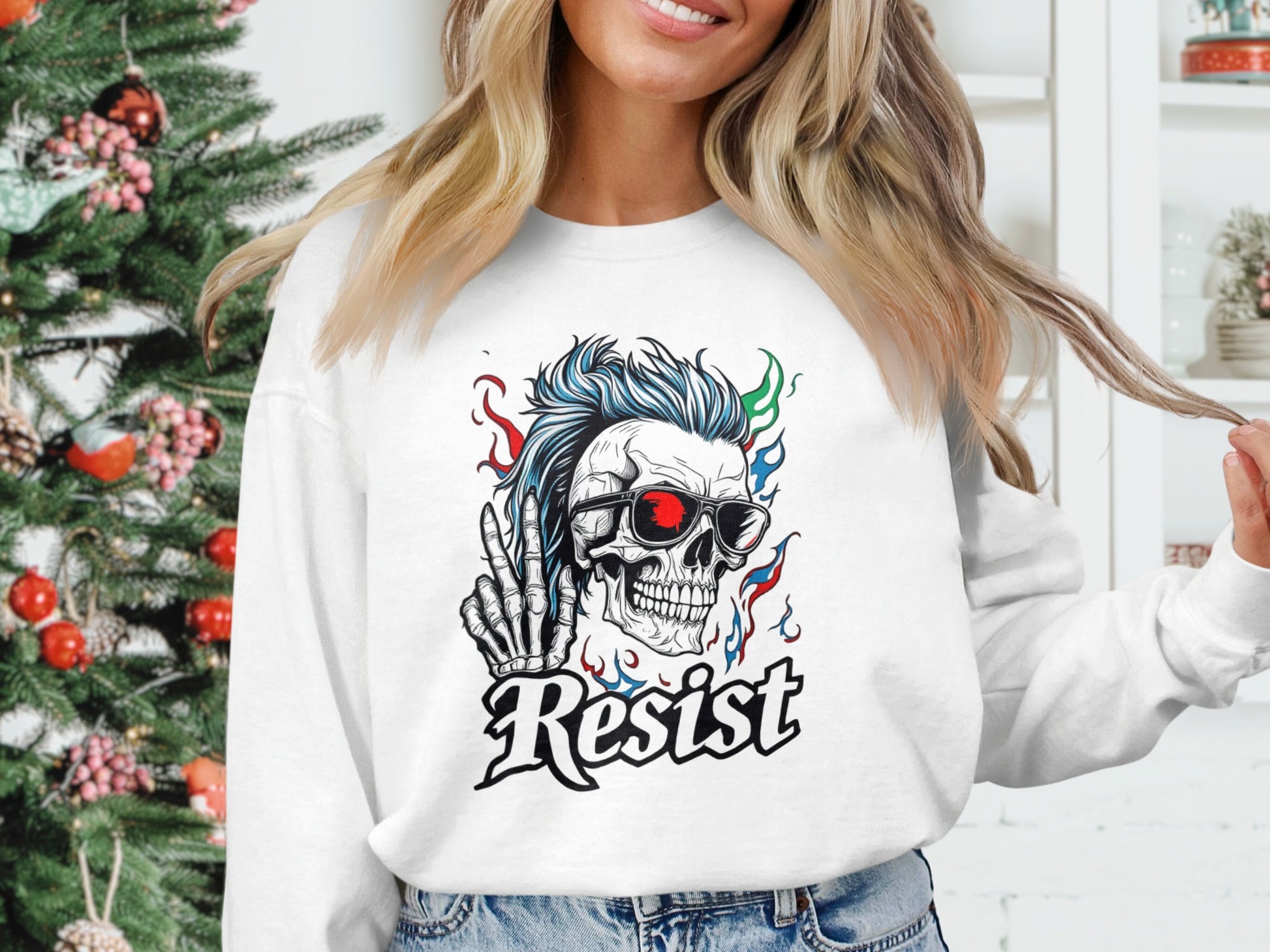 Resist Skull with Spiky Hair Graphic Shirt product type