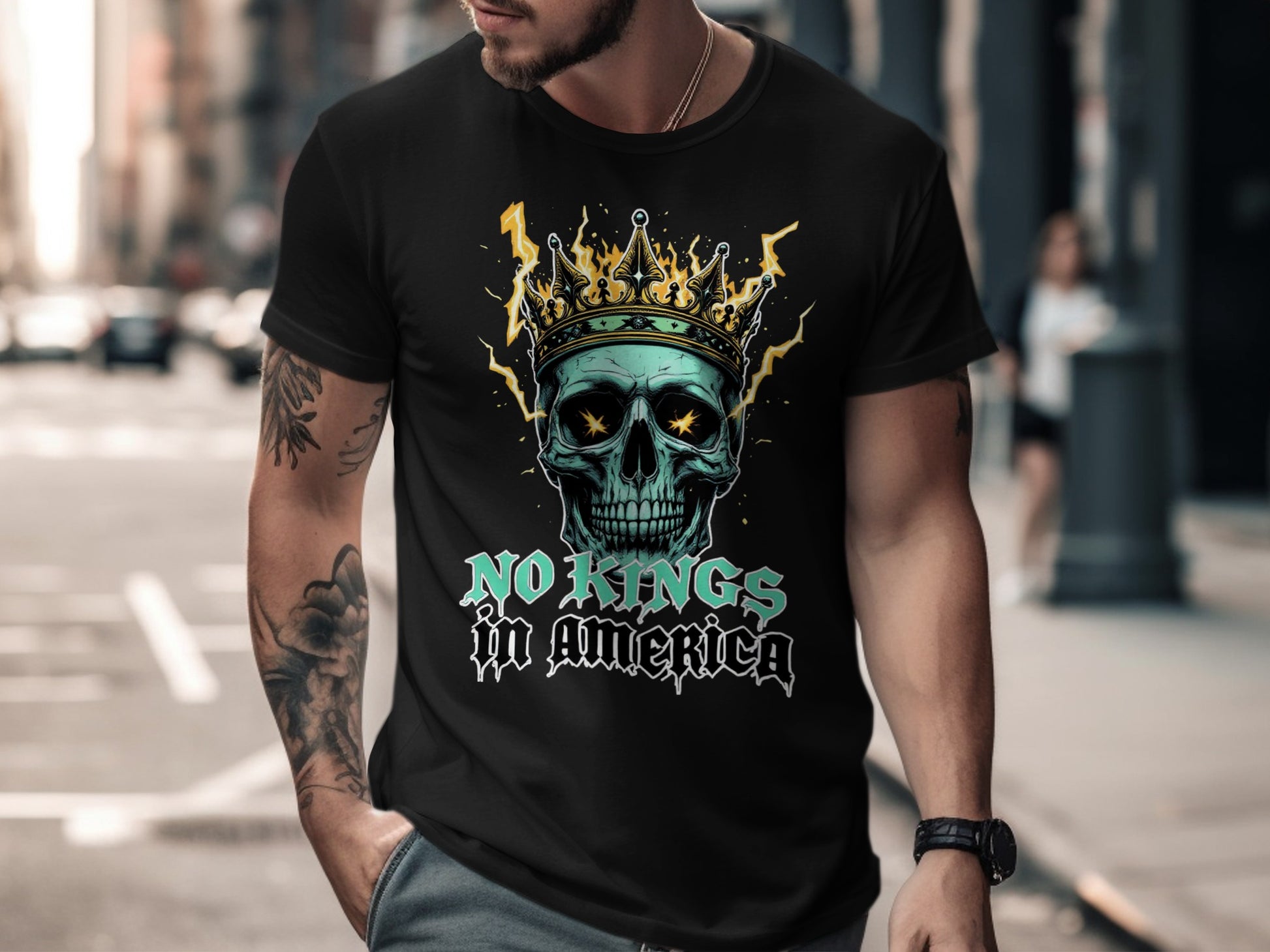 No Kings in America Skull Artwork T-Shirt product type