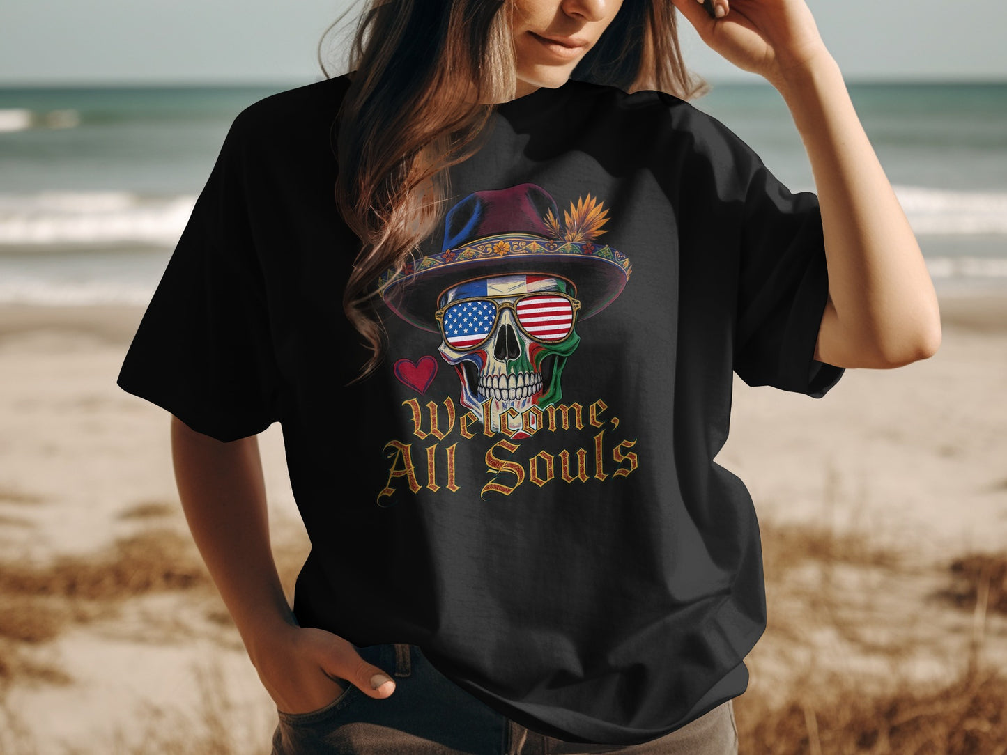Welcome All Souls Patriotic Skull Graphic T-shirt product type