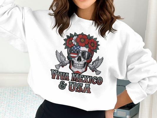 Viva Mexico and USA Skull Sweatshirt product