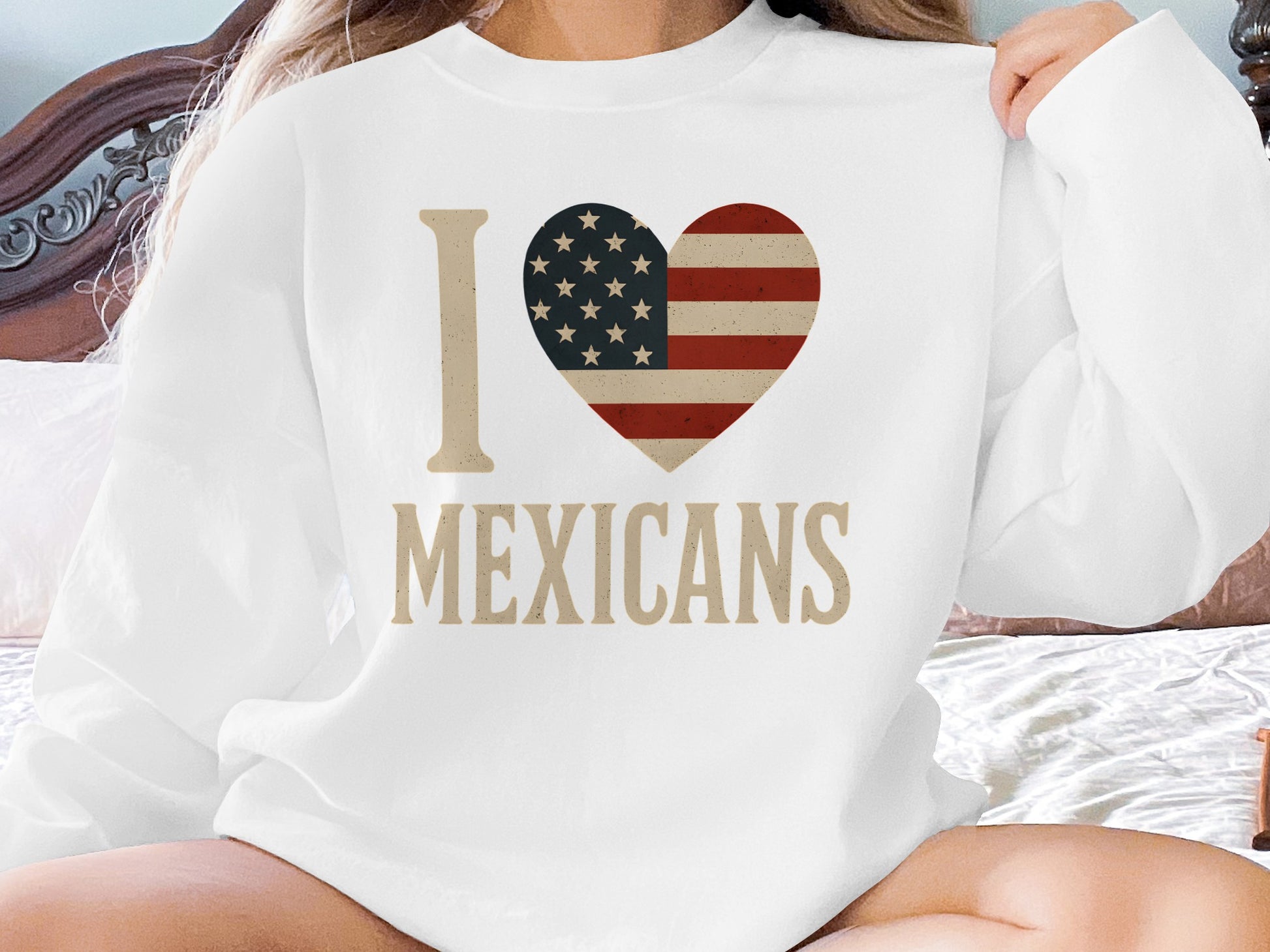 I Heart Mexicans American Flag Graphic Sweatshirt product