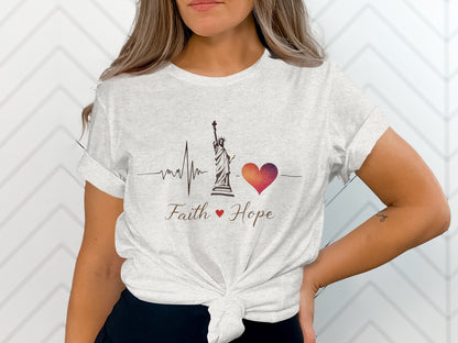 Faith Hope Statue of Liberty Heartbeat T-shirt product type
