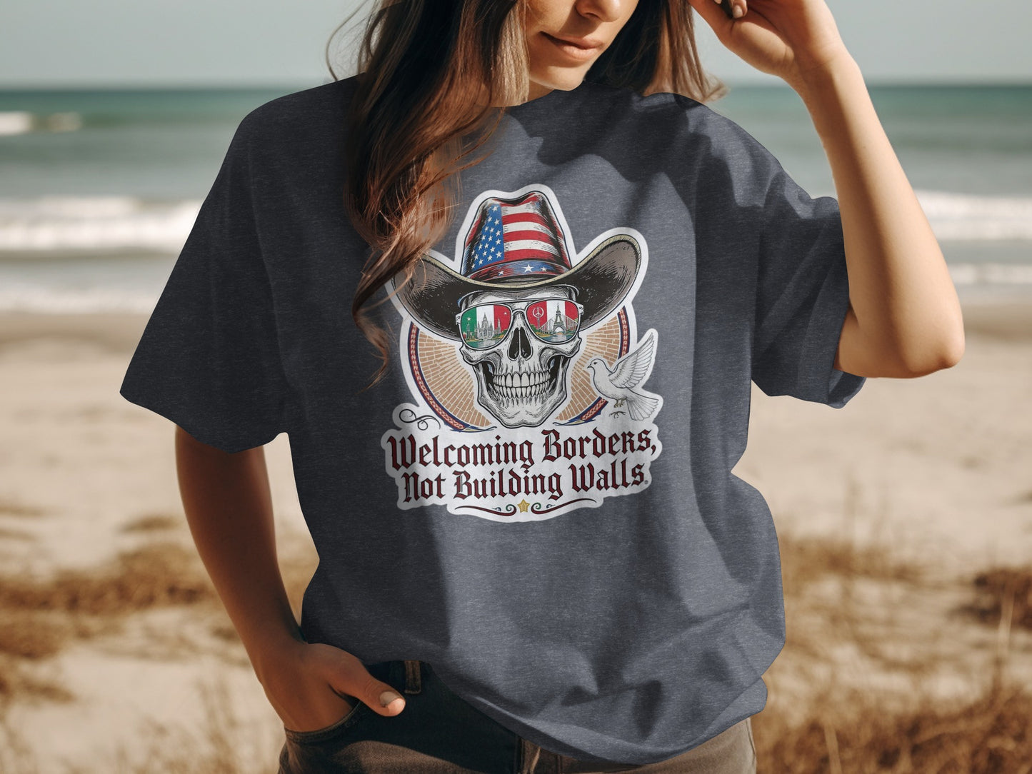 Welcoming Borders Not Building Walls Graphic Tee product type