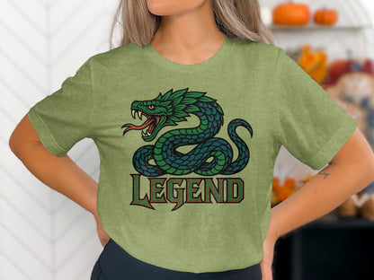 Green T-Shirt with Dragon and Legend Design product