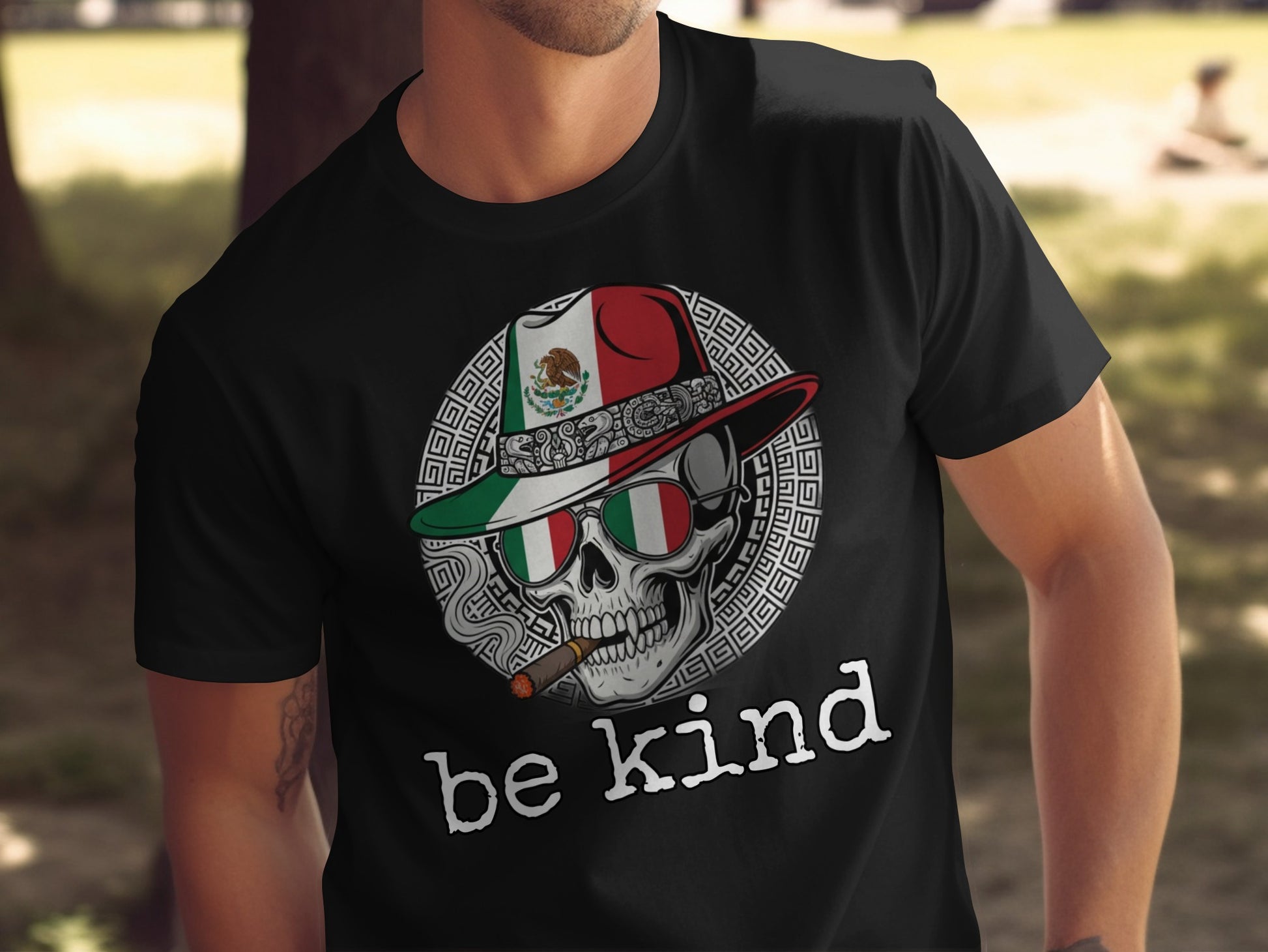 Mexican Skull with Be Kind Graphic T-shirt