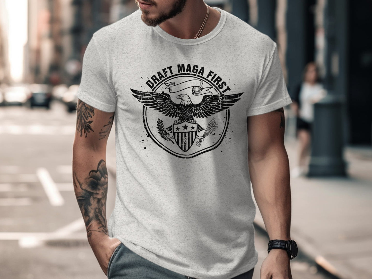 Draft Maga First Eagle Shield Graphic T-Shirt