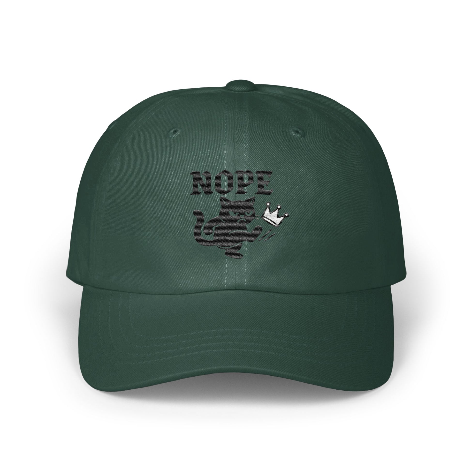 Nope Cat with Crown Embroidery Green Cap product