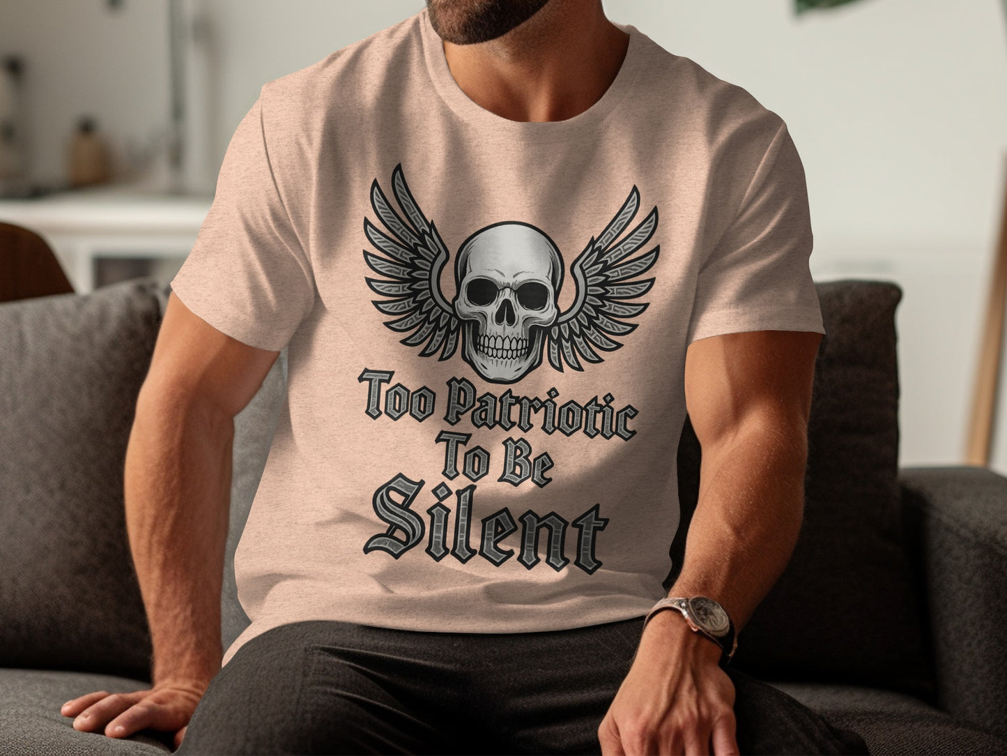 Too Patriotic To Be Silent Skull Graphic T-shirt