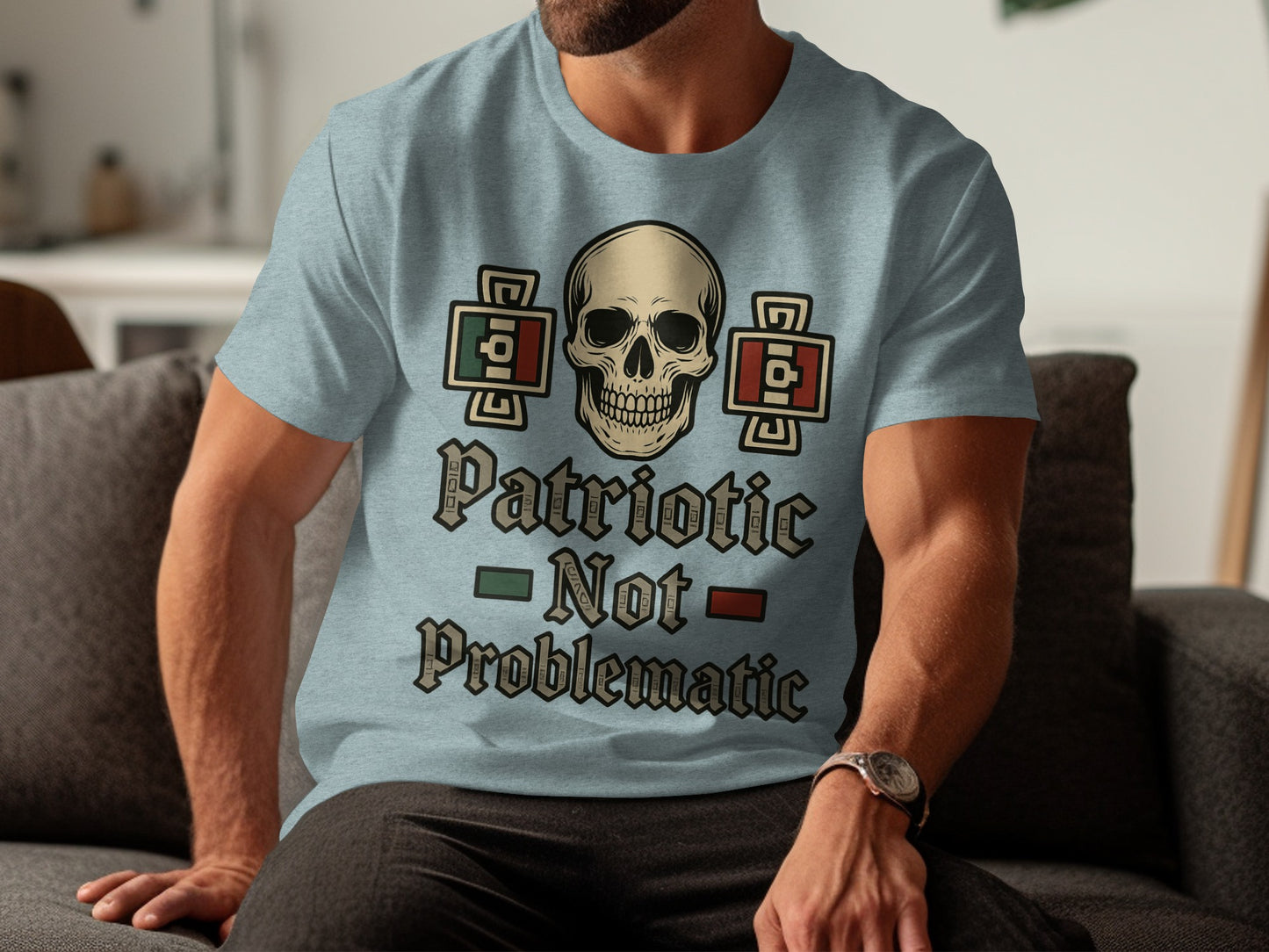 Patriotic Not Problematic Skull Design Shirt