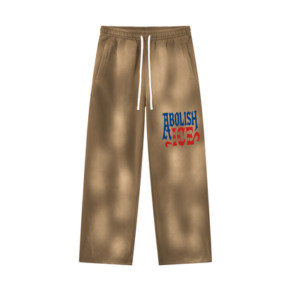 Abolish Ice Unisex Sunfade Wide Leg Fleece Sweatpants