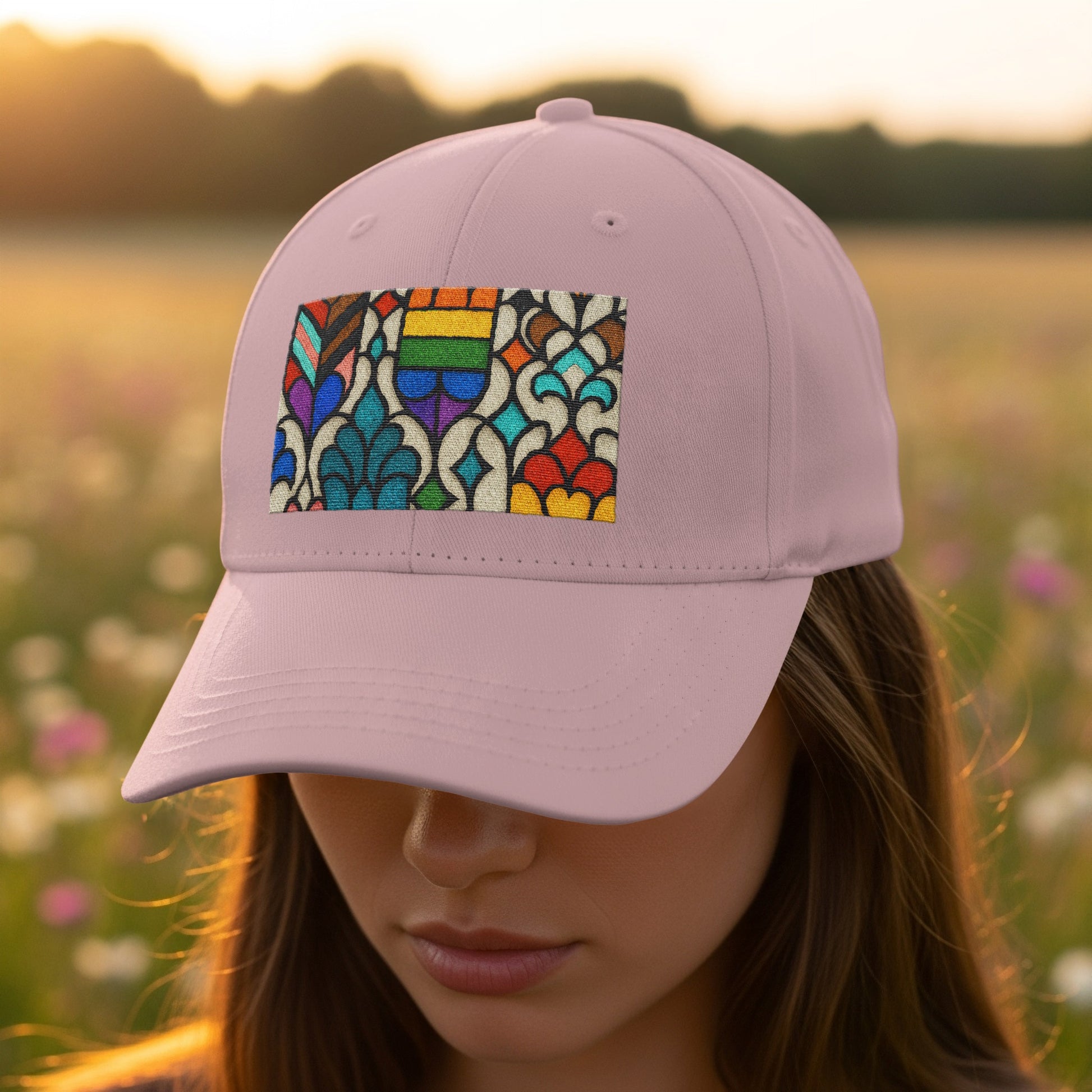 Vibrant Mosaic Graphic on Modern Pink Hat product