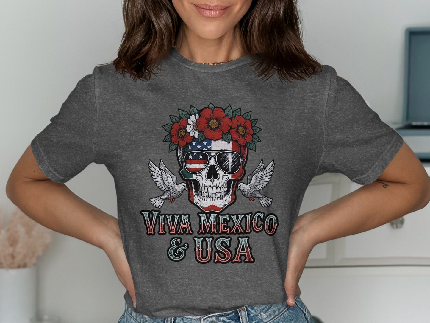 Viva Mexico and USA Skull Graphic T-shirt product type