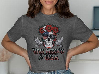 Viva Mexico and USA Skull Graphic T-shirt product type