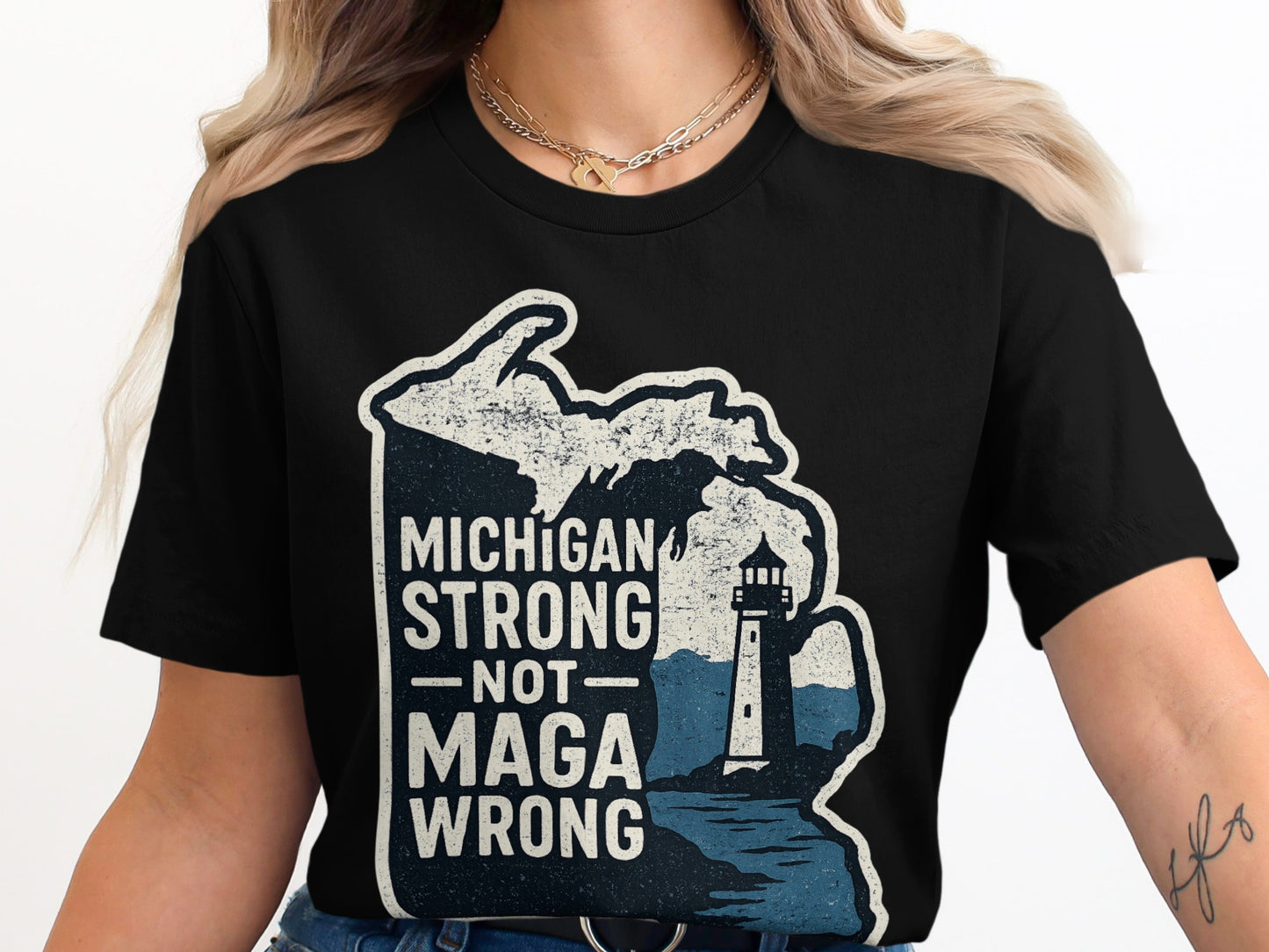 Michigan Strong Not Maga Wrong Graphic T-Shirt product type