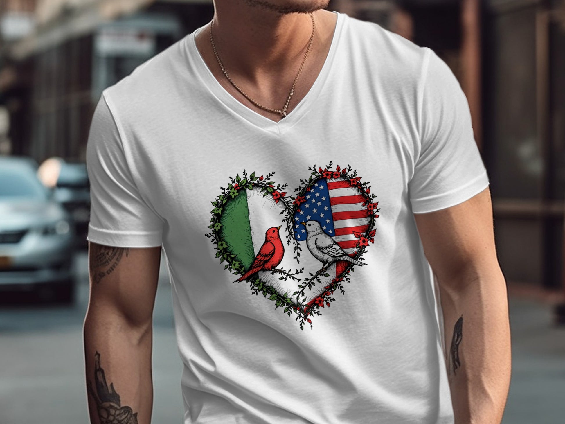 Heart Design with Birds and Flags T-Shirt product