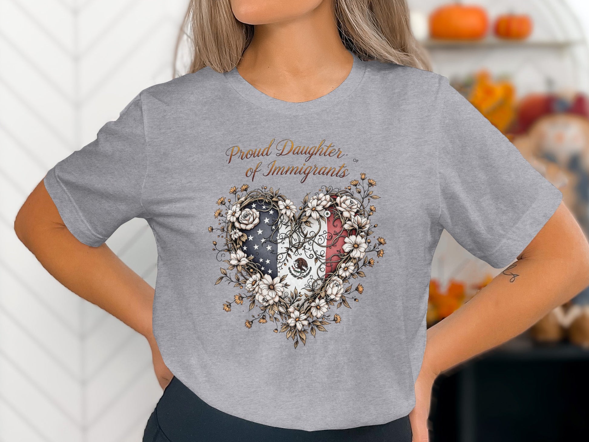 Proud Daughter of Immigrants heart design shirt