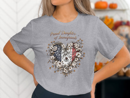 Proud Daughter of Immigrants heart design shirt