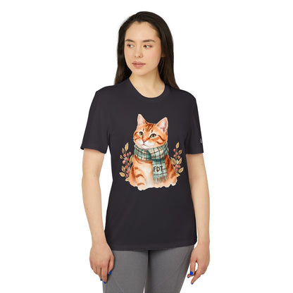 Cute Cat with Scarf Watercolor Print T-Shirt
