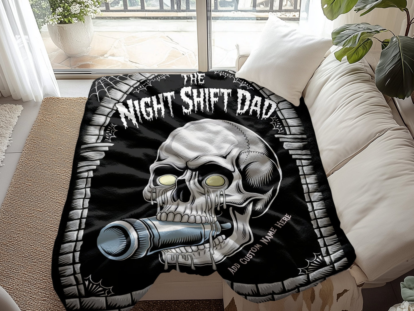 The Night Shift Dad Skull Custom Made Blanket product
