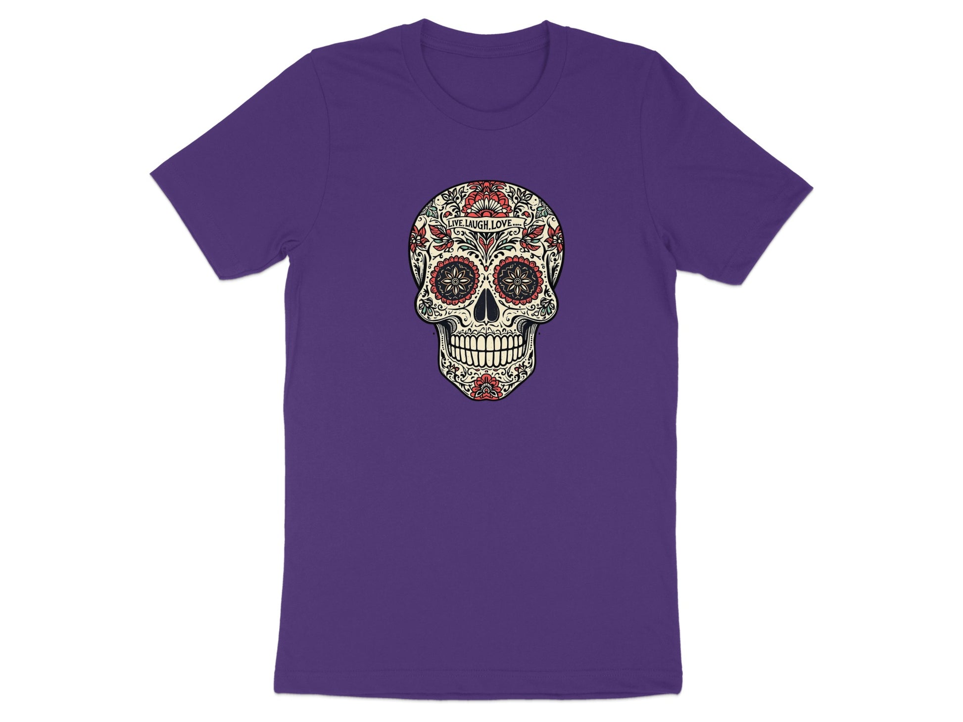 Colorful Skull Graphic Design on Purple Shirt product type