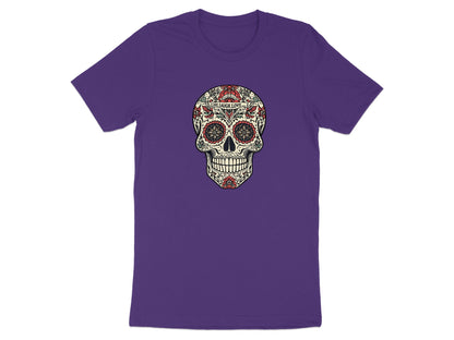 Colorful Skull Graphic Design on Purple Shirt product type