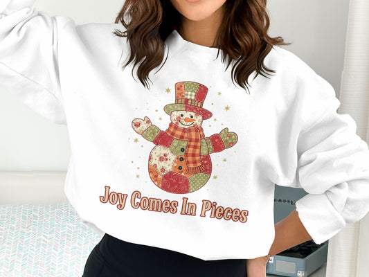 Joy Comes In Pieces Snowman Graphic Sweatshirt