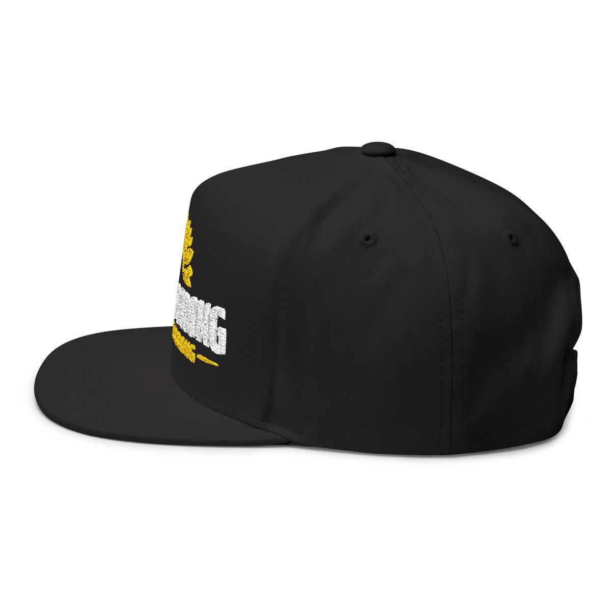 Bold Black Snapback Hat with Embroidered Design
