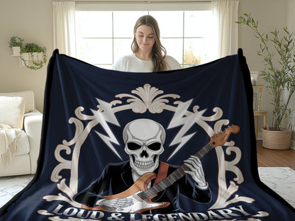 Loud and Legendary Skull and Guitar Blanket product type